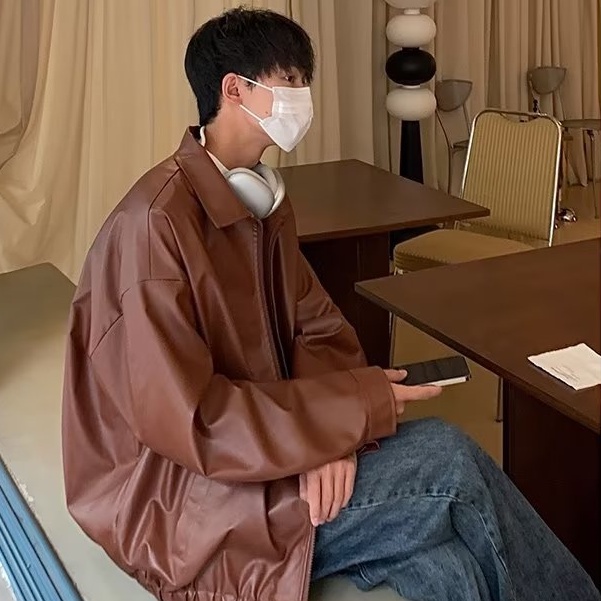 Thời trang áo khoác da leather jacket nam form rộng vintage  áo khoác bomber tay da phong cách hàn quốc áo khoác dây kéo unisex