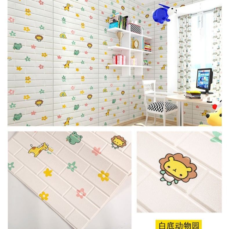 Xốp Dán Tường 3D Hoạt Hình trẻ em dễ thương. Kích thước lớn 70x77cm.