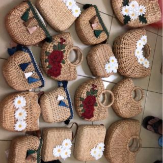 túi cói bán nguyệt hoa cúc chọn mẫu