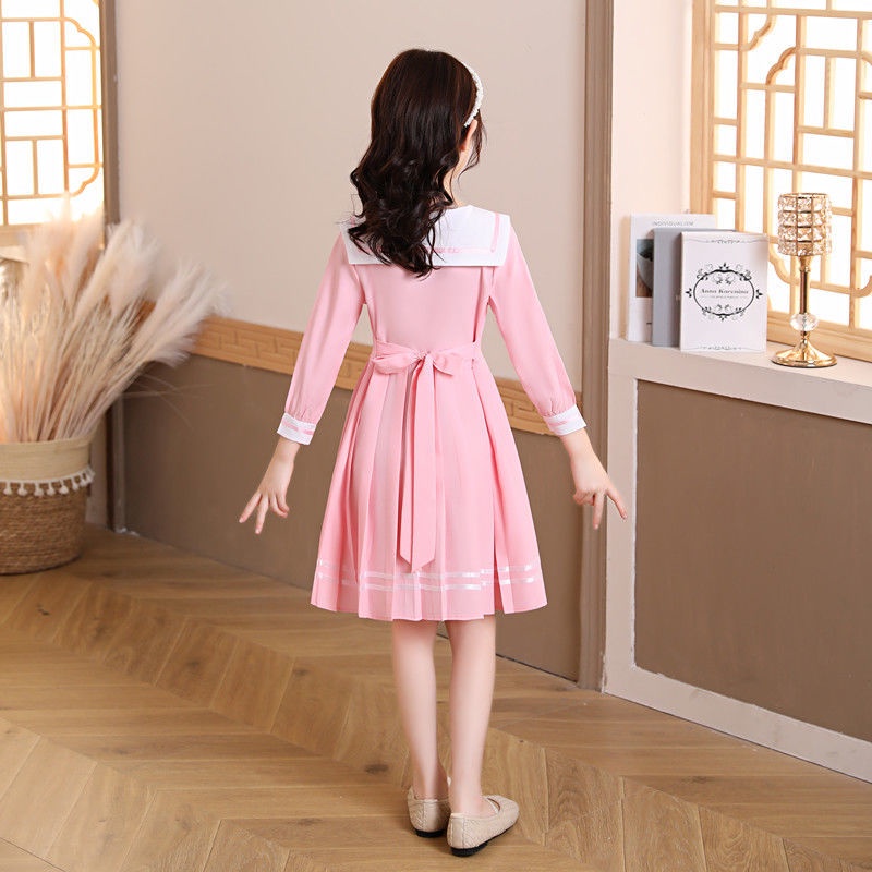 Đầm Dài Tay Phong Cách Preppy Thời Trang Mới 2022 Cho Bé Gái