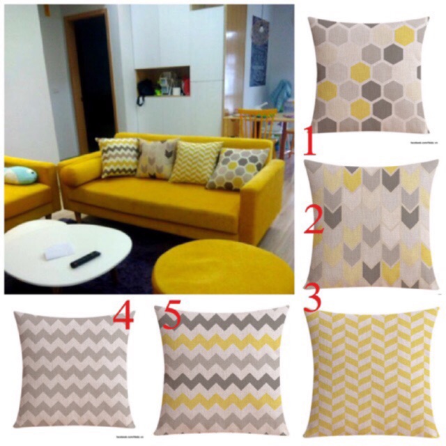 Vỏ gối áo gối sofa trang trí vàng-ghi(không ruột) | BigBuy360 - bigbuy360.vn