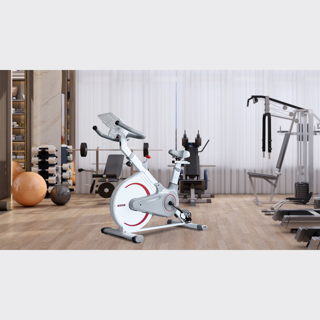 Xe đạp tập thể dục tại nhà Kingsport BK-5812 tải trọng tối đa 120kg, tích hợp đồng hồ thông minh đo các thông số khi tập