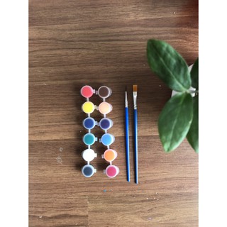 Set 12 màu mini Acrylic tặng kèm 2 cọ vẽ