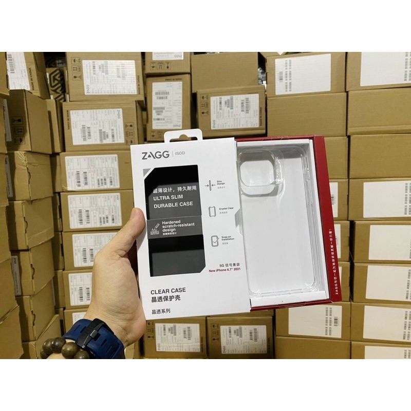 Ốp trong suốt chống sốc , kháng khuẩn ZAGG Clear Case iPhone 13Pro • 13Pro Max