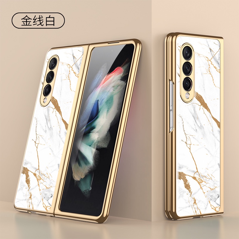 Ốp điện thoại kính cường lực mạ sang trọng chống va đập cho Samsung Galaxy Z Fold 3 5G
