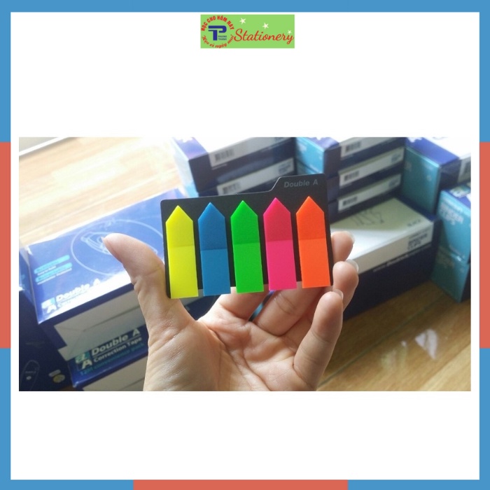 Giấy phân trang 5 màu nhựa Double A nhọn đầu hình mũi tên Film nhựa