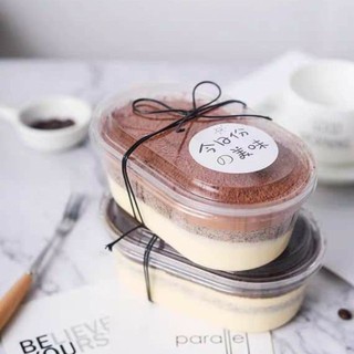 50 Hộp oval nhựa trong W150G đựng bánh mousse, tiramisu bánh các loại