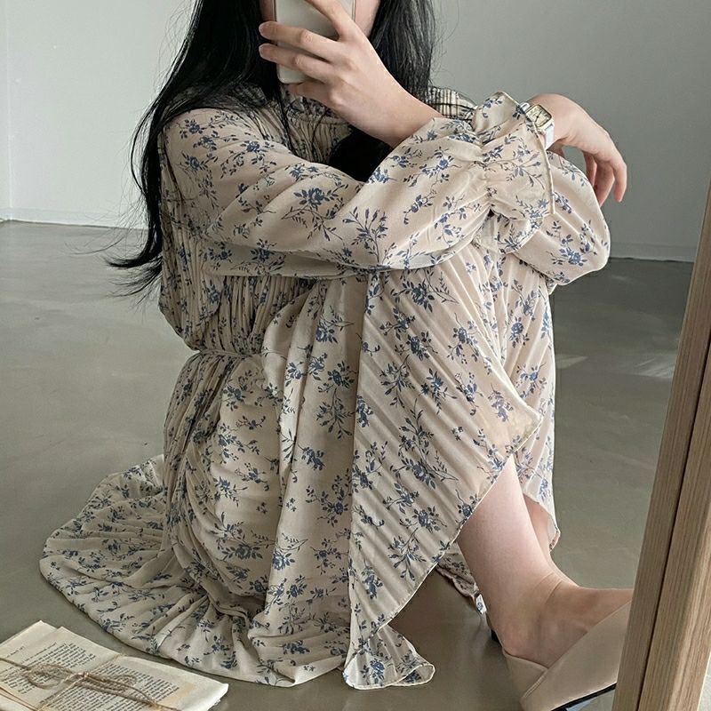 Đầm hoa nhí xếp li dáng dài ulzzang order