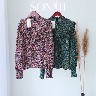 Áo Sơ Mi Kiểu SONMI Họa Tiết Hoa Nhí Tay Dài FIONA KARINA