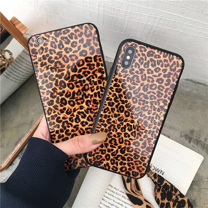 [ IPHONE ] Ốp Lưng Kính Cường Lực Da Báo (kèm dây) - A042 | BigBuy360 - bigbuy360.vn