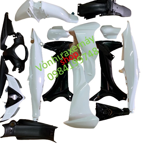 Dàn áo xe JUPITER Gravita MÀU TRẮNG -bộ vỏ yếm xe jupiter MX-TẶNG TEM-mủ trắng nguyên sinh ABS LOẠI ĐẸP LẮP KHÍT CHO XE