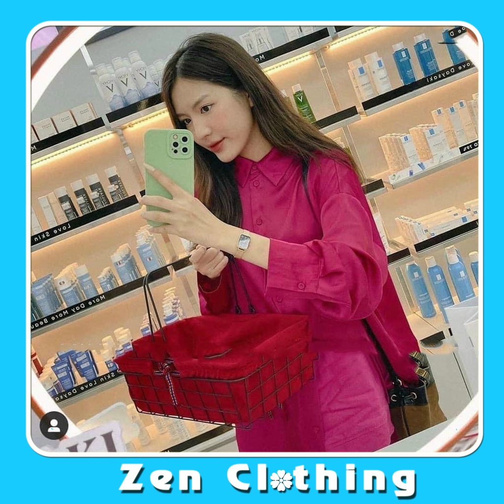 Áo sơ mi nữ form rộng hồng sen áo sơ mi nữ form thụng Zen Clothing Zen050 | BigBuy360 - bigbuy360.vn