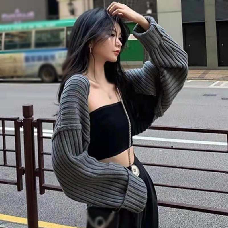 Áo khoác cardigan màu trơn kiểu hở phần trước dễ phối đồ sành điệu cho nữ