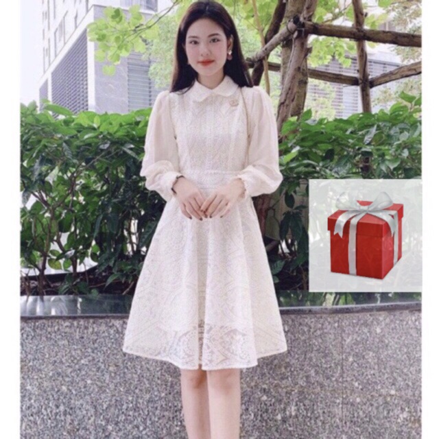 Váy nữ đi tiệc hàng thiết kế DVC,đầm phối ren cao cấp dáng xòe cổ sen, dáng xòe đẹp sang chảnh có video ảnh thật độc | BigBuy360 - bigbuy360.vn