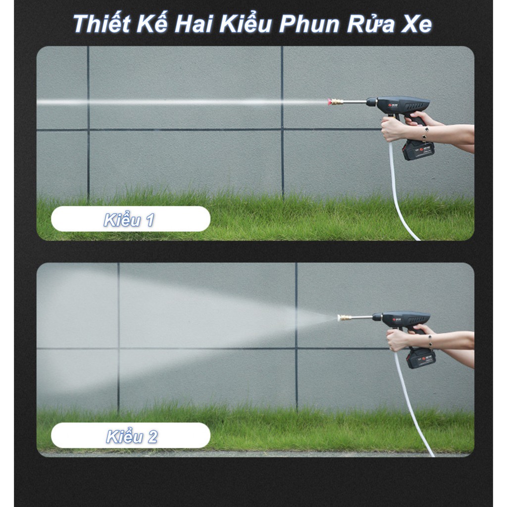 Bộ Xịt Rửa Xe Di Động Cực Mạnh Pin 21V 4400mAh 30Bar (Full Option) - Home and Garden