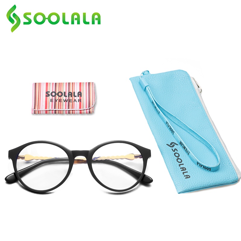 Kính Đọc Sách Gọng Tròn Màu Xanh Lam SOOLALA TR90 Cho Nữ