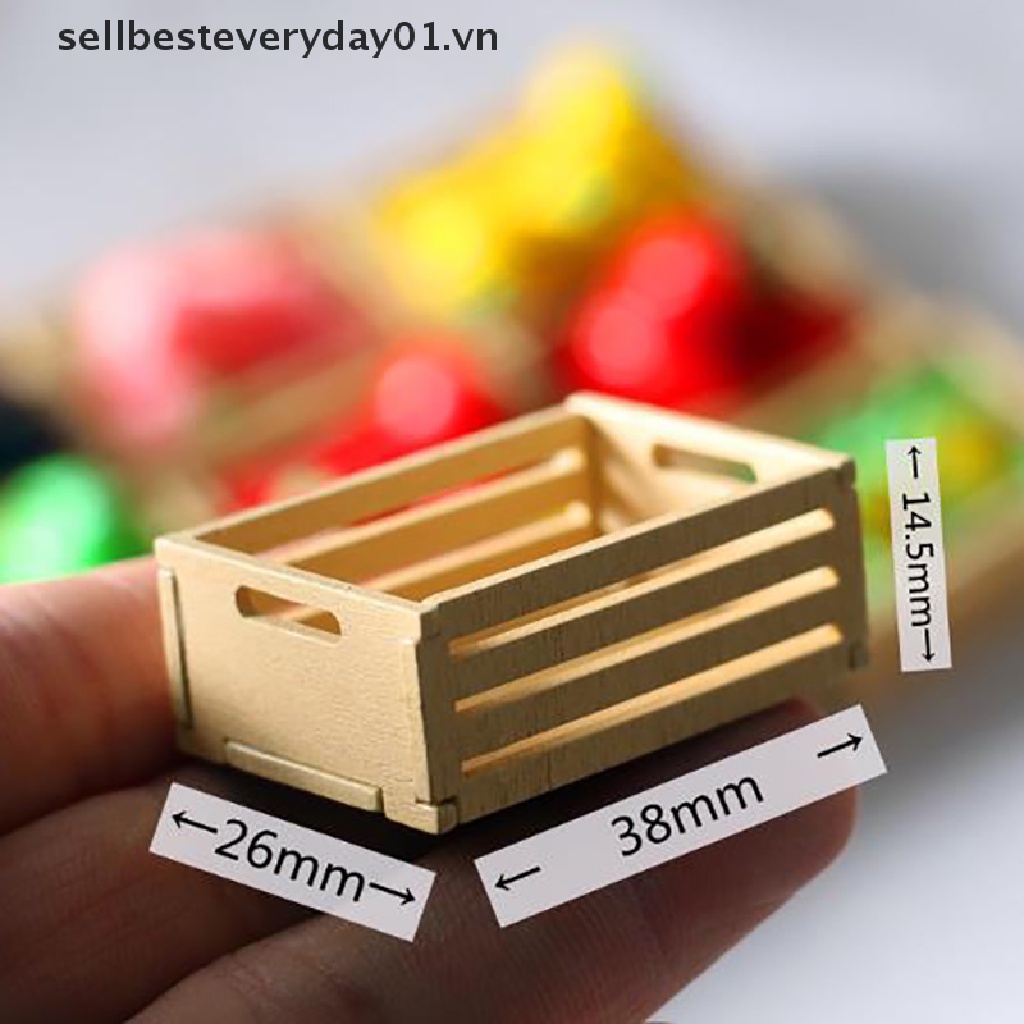 Set 3 mô hình hộp đựng trái cây mini tỉ lệ 1:12 trang trí nhà búp bê xinh xắn
