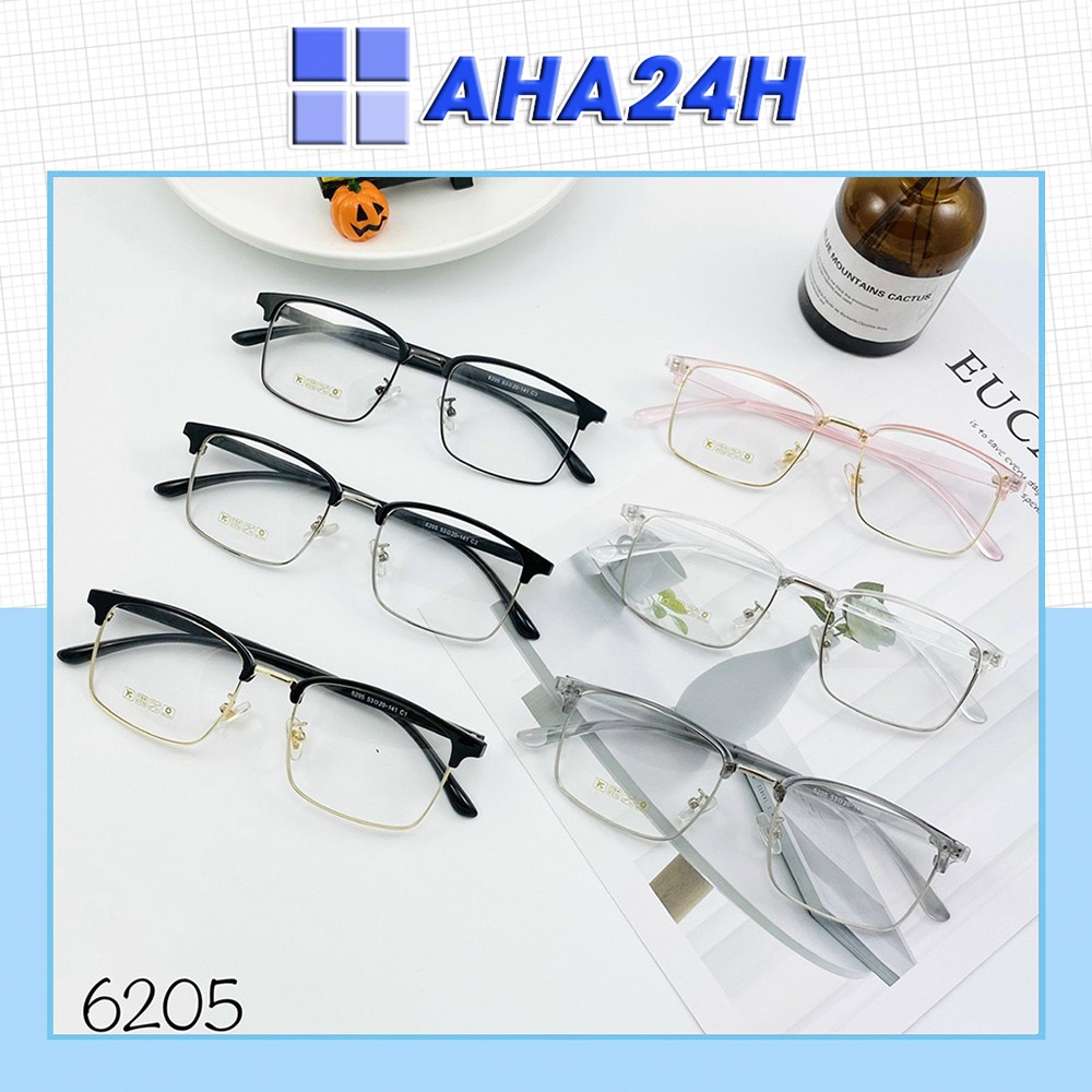Mắt kính thời trang giả cận gọng kim loại chữ nhật đẹp AH1495-6F1