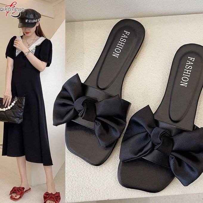 Qiaoyiluo Sandal Hở Ngón Đế Bằng Thắt Nơ Phong Cách Cổ Tích Thời Trang Mùa Hè Mới Dành Cho Bạn Nữ