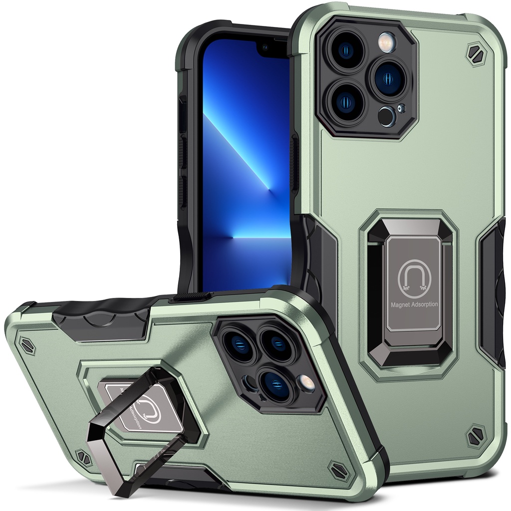 Metal Ring Kickstand Armor Shockproof Phone Case For iPhone 14 14 Max 14 Pro 14 Pro Max iPhone 12 iPhone 13 Holder Hard Cover