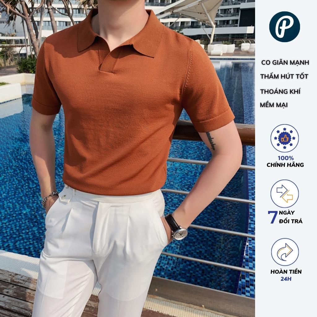 Áo Polo Nam Cổ Bẻ Chữ V PoloPlesure Form Dáng Slim Hàn Quốc Vải Cotton Mềm Mịn Co Giãn Sang Trọng Thanh Lịch