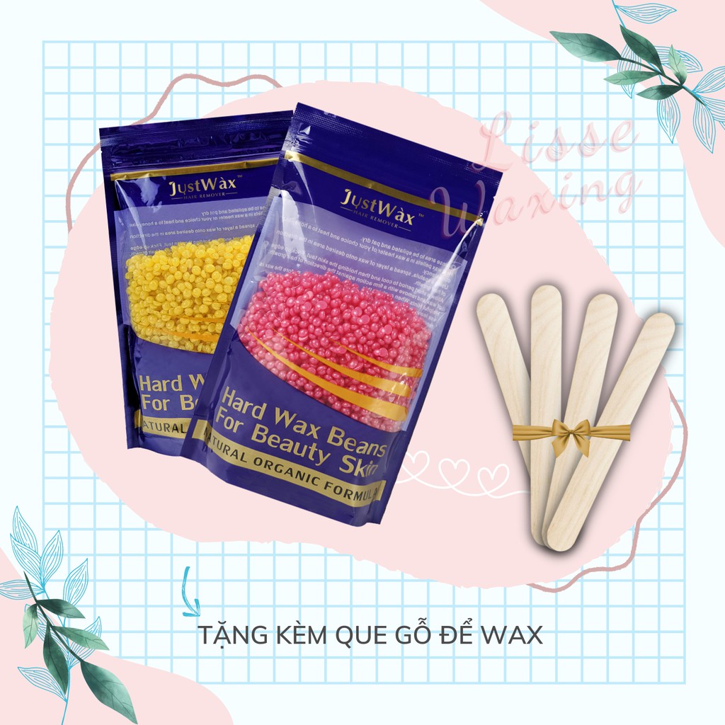 Sáp Wax lông nóng dạng hạt đậu Hard Wax Beans hãng Just Wax ( Tặng kèm que gỗ)