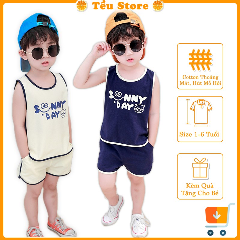 Bộ Ba Lỗ Bé Trai, Bộ Đồ Bé Trai Cotton In Hình Sunny Kiểu Dáng Thể Thao 6 - 18kg Tều Store Đủ Size Cho Bé Từ 0 - 4 Tuổi