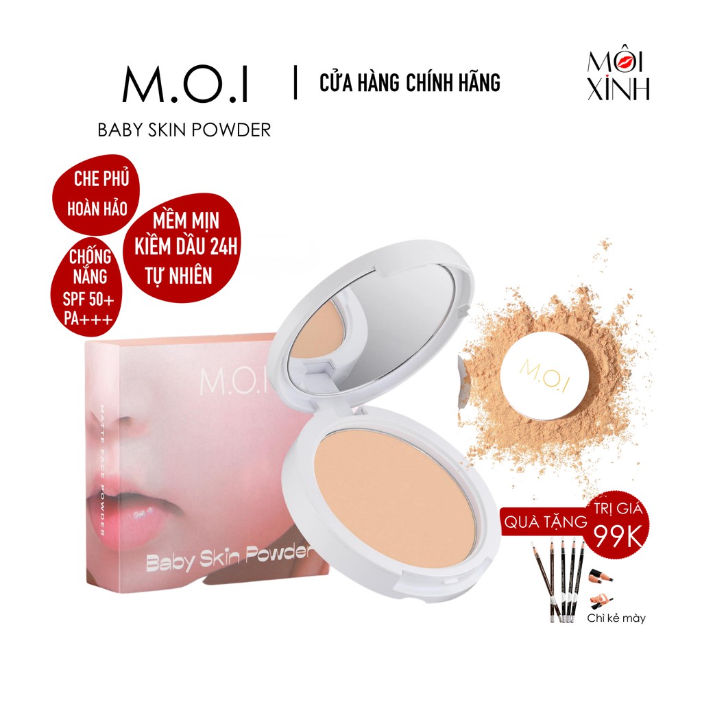 (new 2021)- Phấn Phủ Kiềm Dầu Hồ Ngọc Hà Baby Skin Powder MOI Cosmetics
