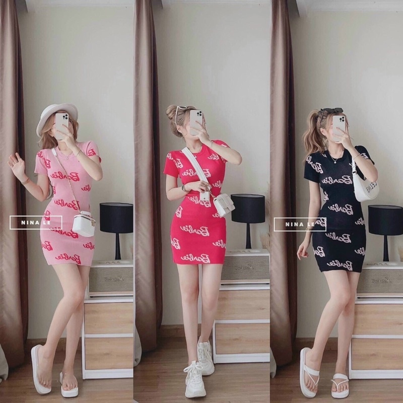 ĐẦM BODY TAY NGẮN CỔ TRÒN BARBIE