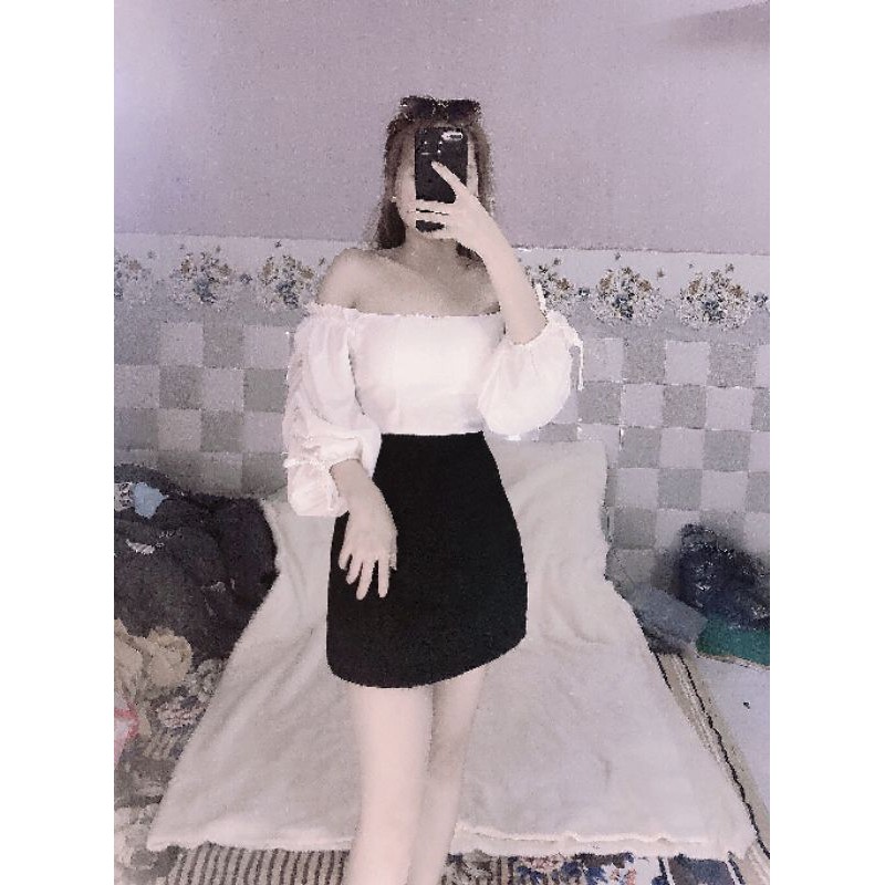 Áo tay bồng nhún sẵn mốt ngực ( kèm hình thật )