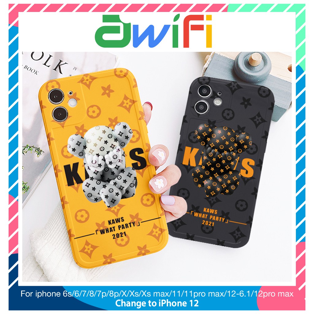 Ốp lưng iphone viền nổi bóng kaws party 6/6plus/6s/6splus/7/7plus/8/8plus/x/xr/xs/11/12/pro/max/plus/promax - Awifi Y3-8