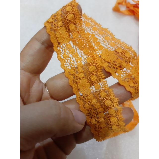 Dây viền ren thun màu cam