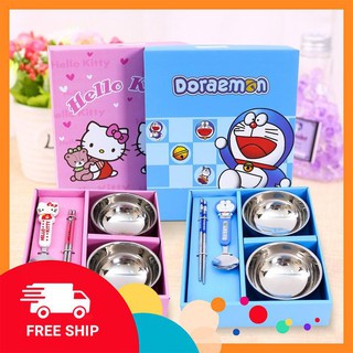 Bộ bát ăn inox chống nóng cho bé yêu