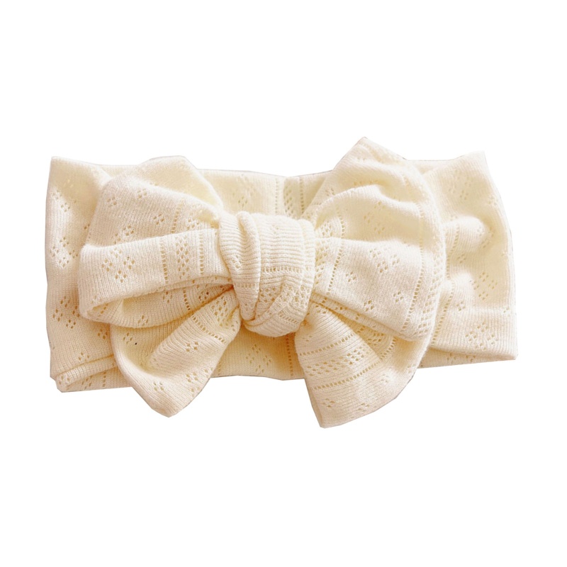Băng Đô Đan Len Hai Lớp Thắt Nơ Lớn Tinh Tế Làm Quà Tặng Cho Bé Gái Sơ Sinh Toddl