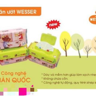 KHĂN ƯỚT WESSER 80 TỜ CÓ NẮP (KHÔNG MÙI)