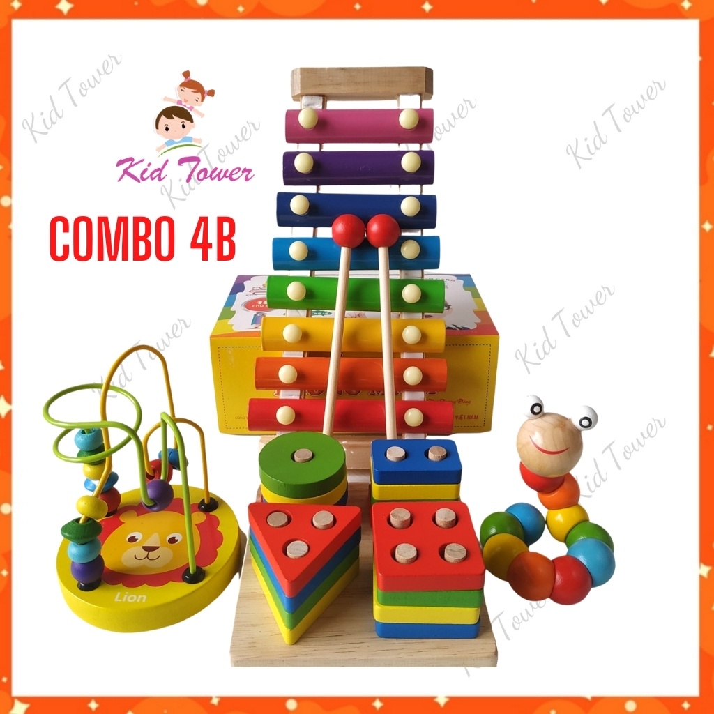 Đồ chơi gỗ thông minh cho bé combo 6 món phát triển trí tuệ