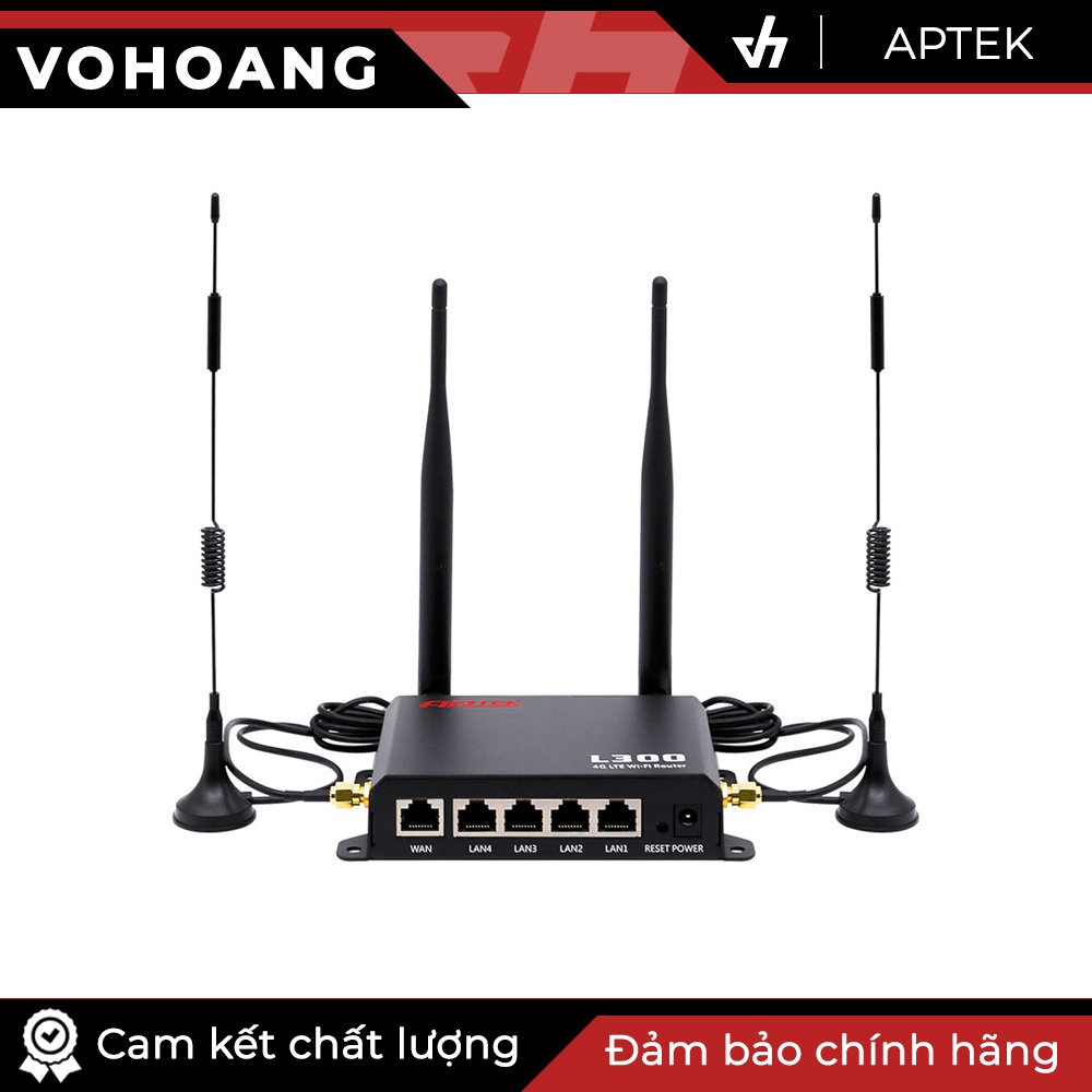 Bộ phát Wifi 4G LTE APTEK L300 - Vỏ kim loại sơn tĩnh điện, 4 ăng ten rời thu phát mạnh
