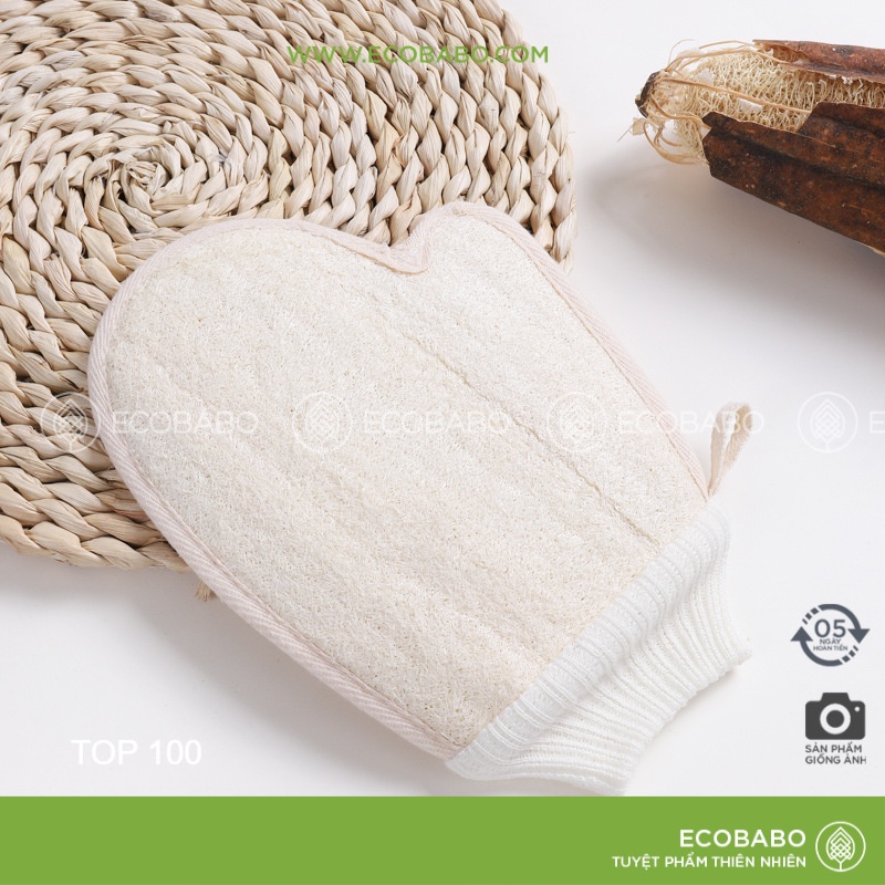 Găng tay tắm tẩy tế bào chết xơ mướp tự nhiên thân thiện - Ecobabo