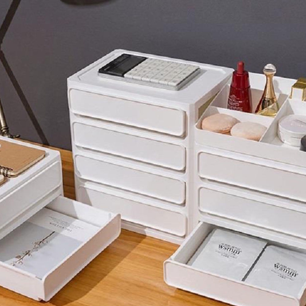 HomeBase STACKO Tủ nhựa mini 4 tầng MIND QY2348 Thái Lan W26xD19.5xH29cm màu trắng