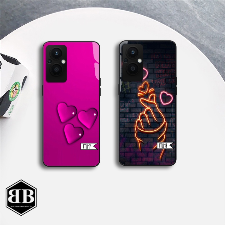 ỐP lưng kính cường lực OPPO RENO 7Z 5G    trái tim lấp lánh