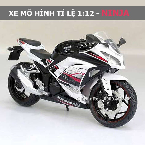 XE MÔ HÌNH  KAWASAKI NINJA 300 TỈ LỆ 1:12 - JOYCITY - ĐEN TRẮNG - KHÔNG HỘP - 8690.1