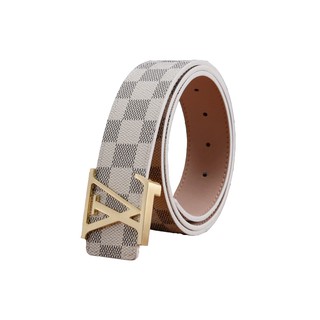 (Bán giá sỉ ) Thắt lưng nam , dây nịt nam khóa LV trắng dây caro trắng trẻ trung sành điệu LN196