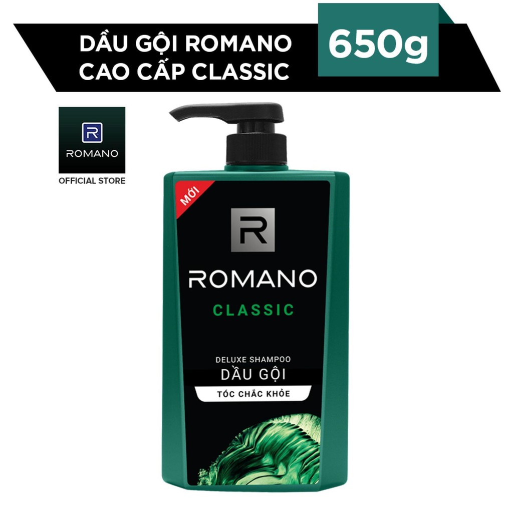Dầu Gội Đầu Romano Chai 650ml Tặng Sữa Tắm 150g