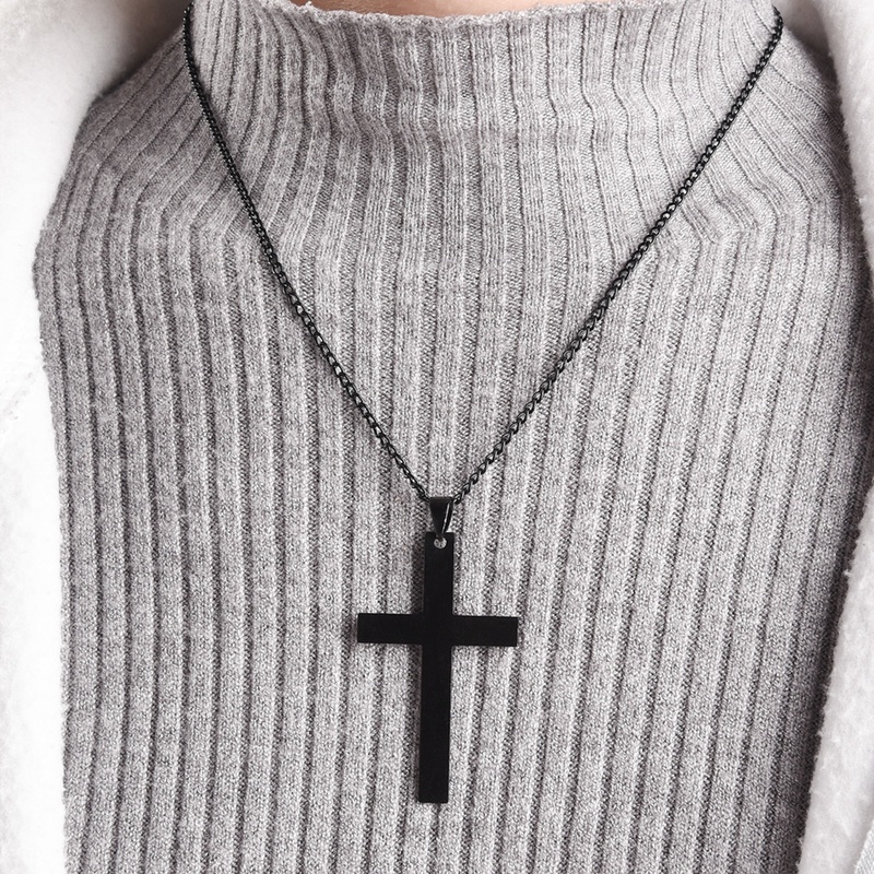 Vòng cổ Mặt Thánh Giá Bằng Thép Không Gỉ Thời Trang Cho Nam