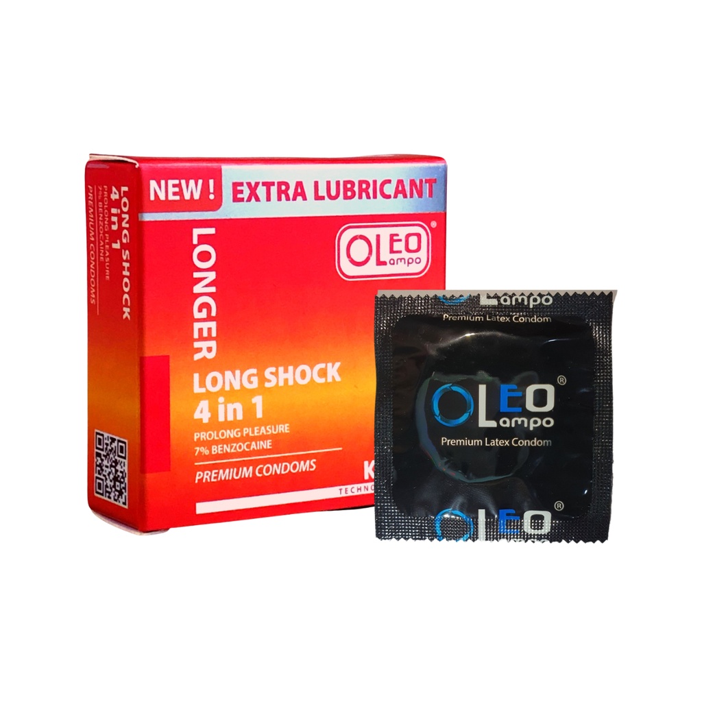 Bao cao su OLEO LAMPO LONG SOCK (3bao/hộp). Bao cao su siêu mỏng, gân gai, kéo dài thời gian quan hệ.