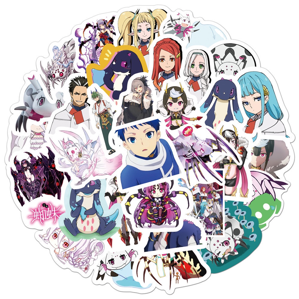 Set 50 miếng dán PVC phong cách phim So I 'M A Spider So What xinh xắn dùng trang trí