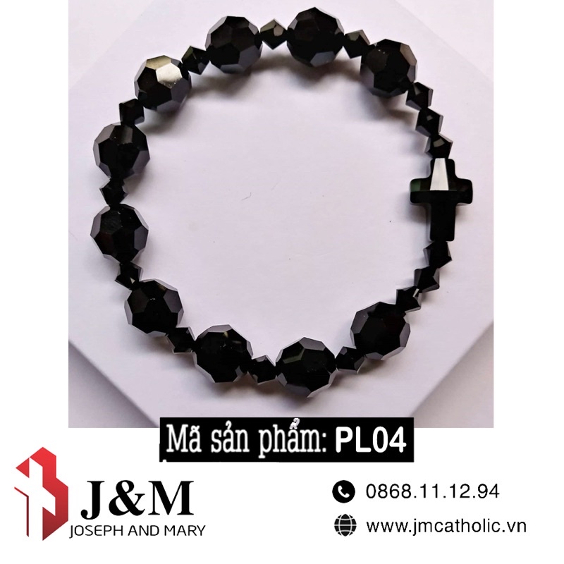 Chuỗi mân côi Phale Áo mix Thánh giá phale đen