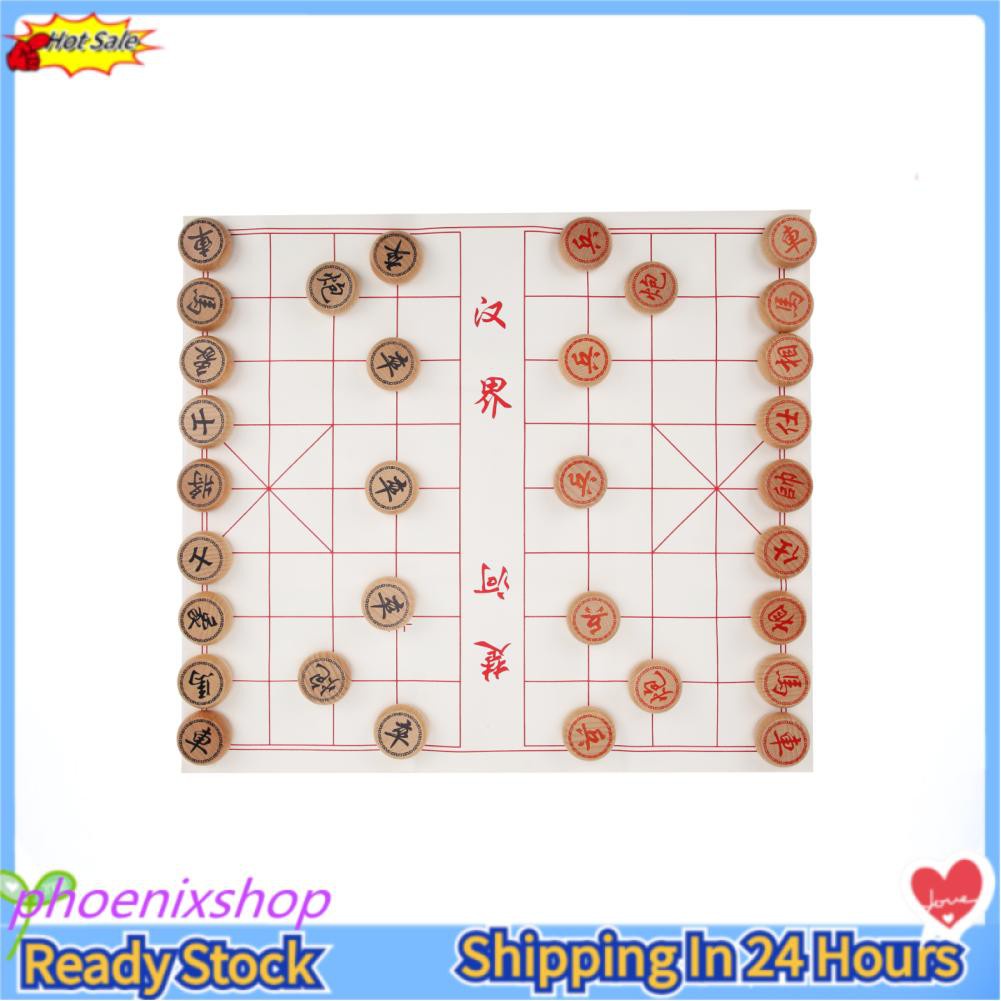 Bộ Bàn Cờ Tướng Bằng Gỗ Sồi Xiangqi Kèm Bàn Cờ Vua Kiểu Trung Hoa