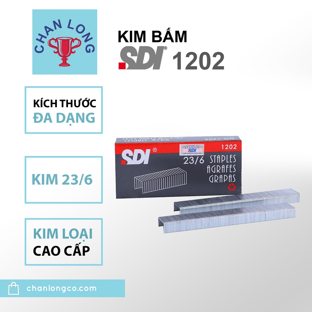 Kim bấm giấy lớn,ghim bấm chính hãng SDI 1202 -23/6 (30 tờ),1000pcs cho máy bấm kim lớn,dập ghim đại,thép không rỉ