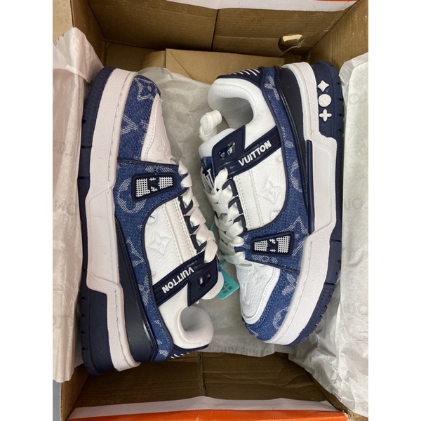 Giày LV Trắng Xanh, Trắng Hồng  m bản cao cấp,Giày thể thao nam nữ giày louis vuitton l❤️
